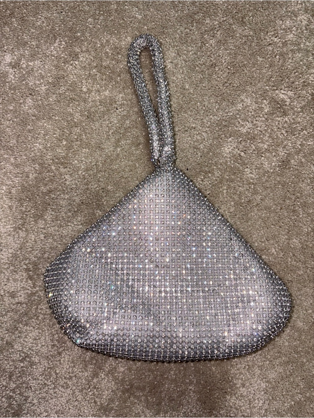 Silver Crystal-Embellished Wristlet Bag